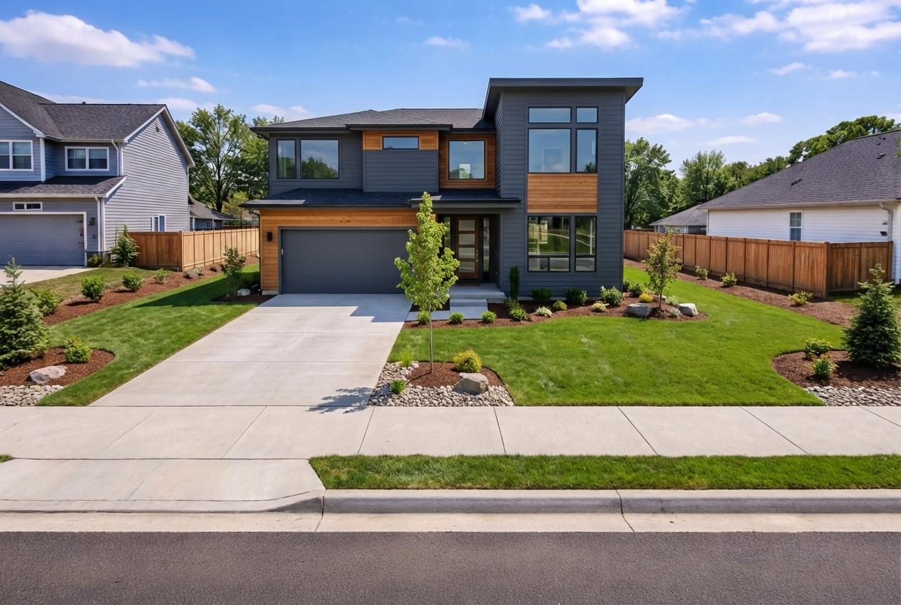 Home concept placed onto a vacant lot photo