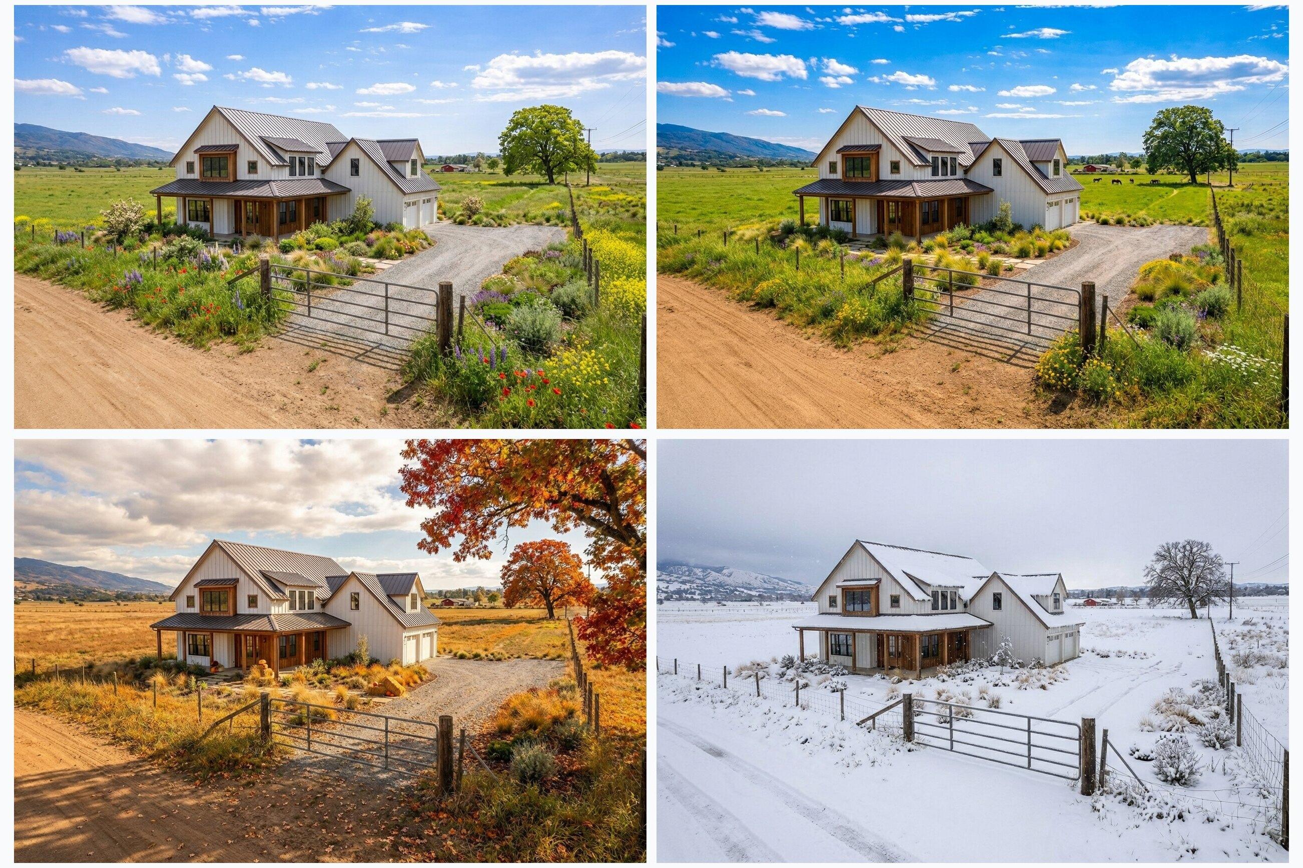 All Four Seasons: spring, summer, fall, and winter listing visuals.