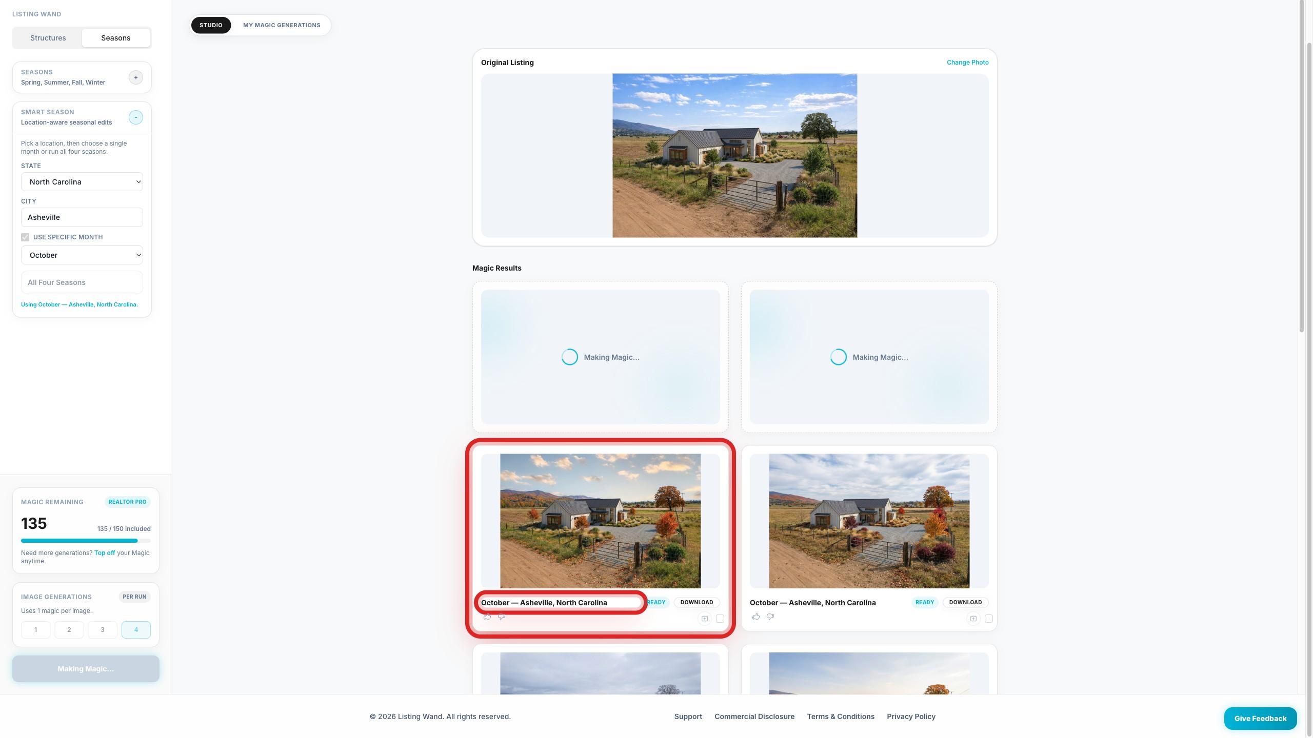 Magic Results showing a Smart Season result with the month and location in the title.
