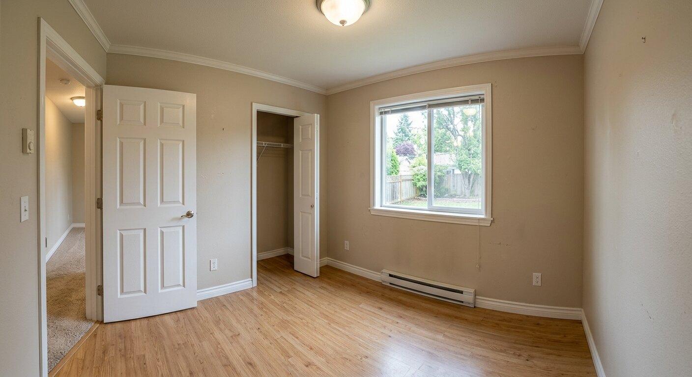 Before virtual staging: empty flex room suitable for a home office