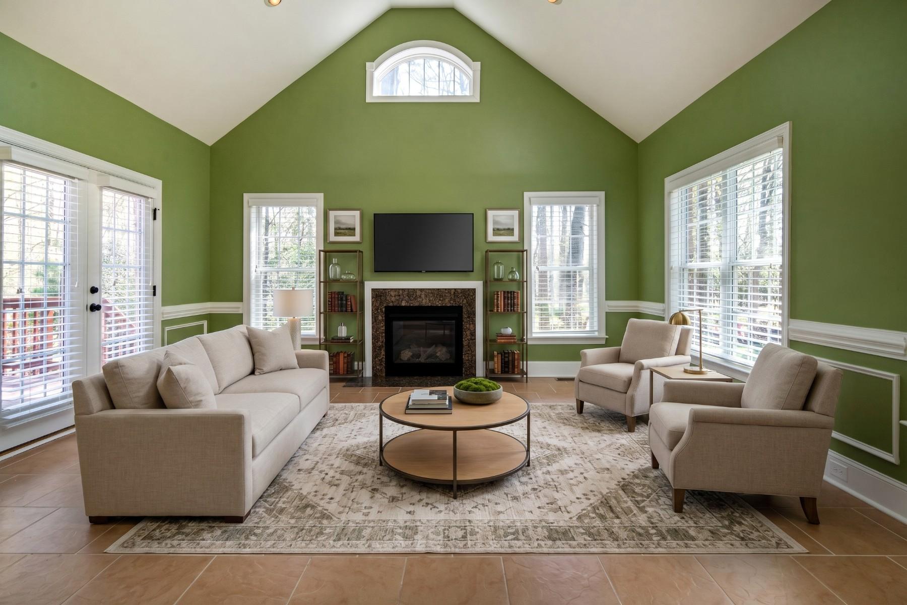 AI real estate photo example showing virtual staging for a living room.