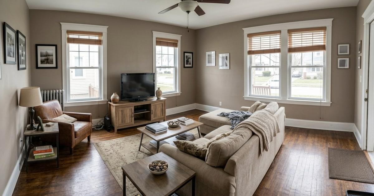 Cleaned living room ready for listing photos