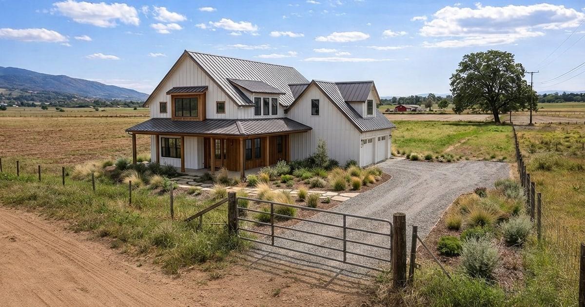 Farmhouse concept placed onto a land photo